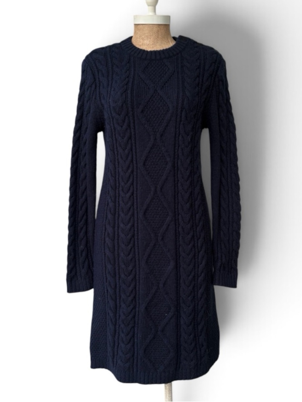 Polo Ralph Lauren Navy Cable Knit Cotton Sweater Dress MEDIUM